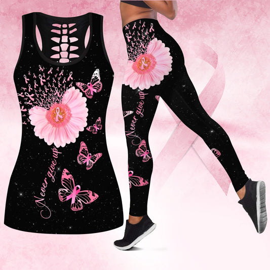 Breast Cancer-Never Give Up Combo Tank + Legging