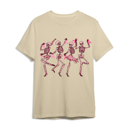 Breast Cancer Areness Shirt - Pink Ribbon Dancing Bone