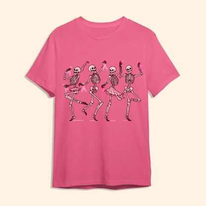 Breast Cancer Areness Shirt - Pink Ribbon Dancing Bone
