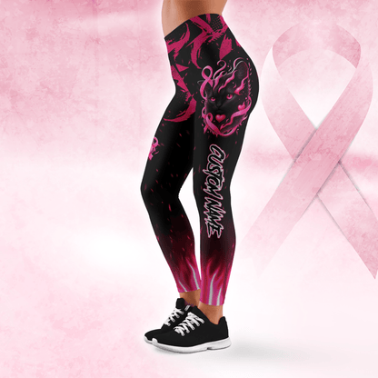 Personalized In October We Wear Pink Black Cat -  Combo Legging Breast Cancer Awareness, Custom Choo