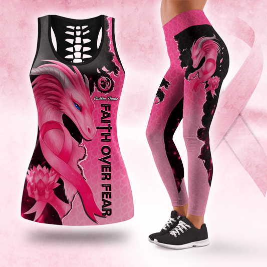 Personalized Faith Over Fear, Never Lost Hope -  Combo Legging Breast Cancer Awareness