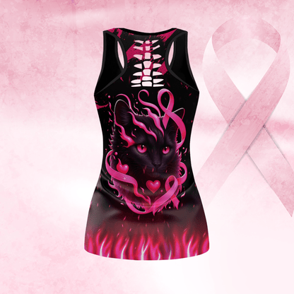 Personalized In October We Wear Pink Black Cat -  Combo Legging Breast Cancer Awareness, Custom Choo