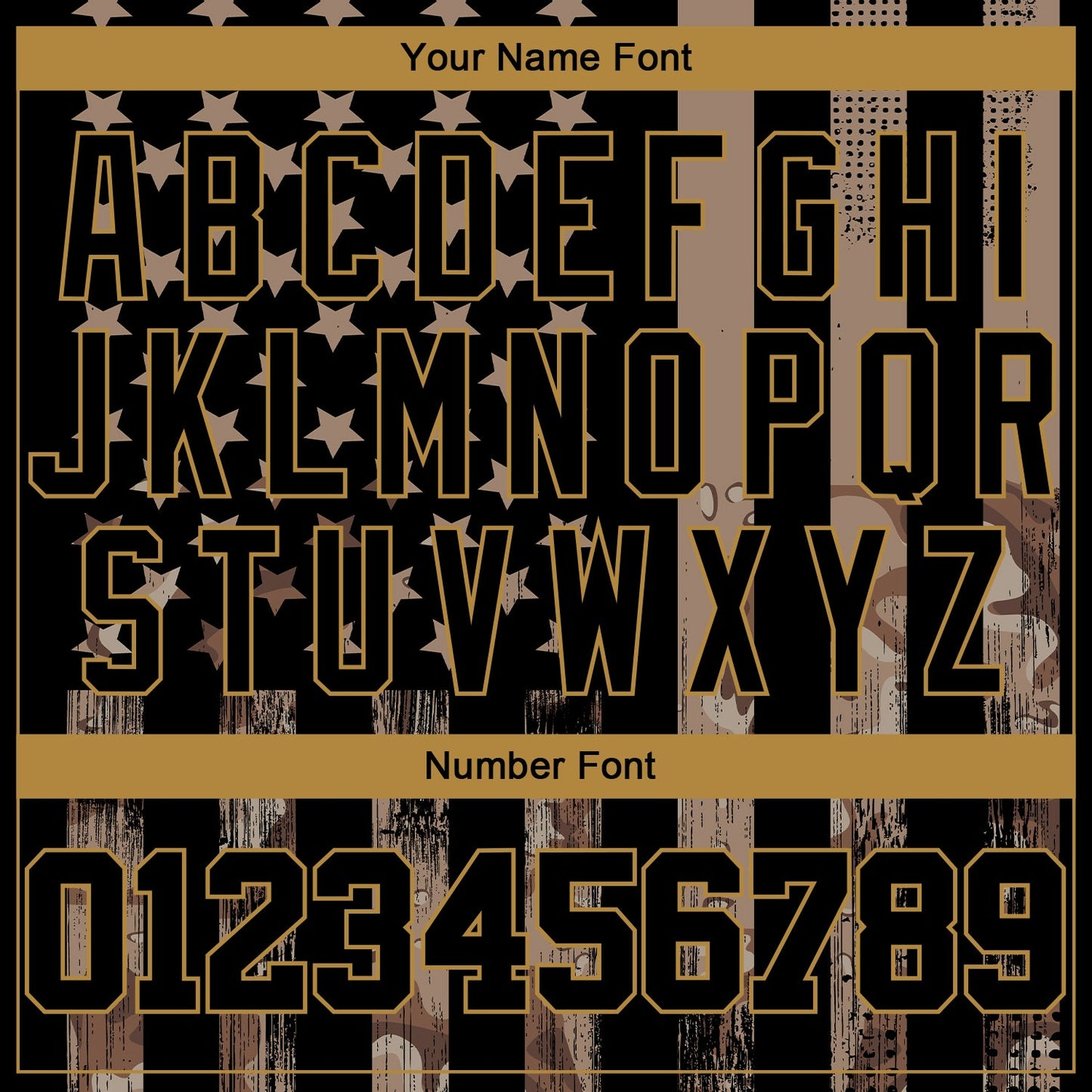 Custom Camo Black-Old Gold 3D Salute To Service American Flag Authentic Baseball Jersey
