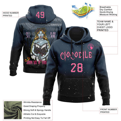 Custom Black Pink 3D Halloween Zombie Horror Night Trick Treat Party Costume Ideas Sports Pullover Sweatshirt Hoodie