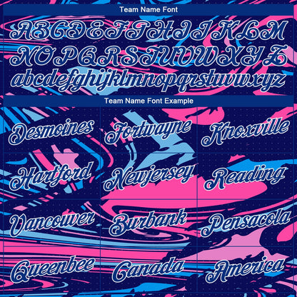 Custom Stitched Figure Royal Pink Light Blue-White 3D Pattern Design Sports Pullover Sweatshirt Hoodie