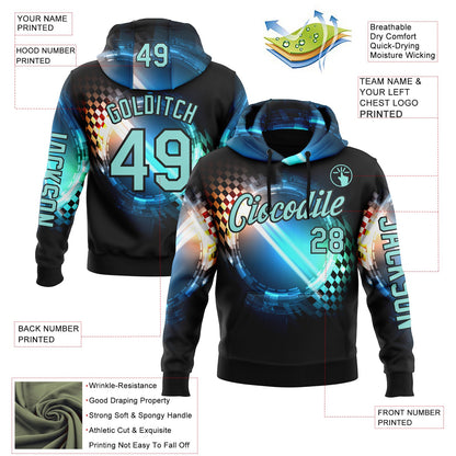 Custom Black Ice Blue-Blue 3D Pattern Design Formula Auto Car Racing Motorsport Sports Pullover Sweatshirt Hoodie