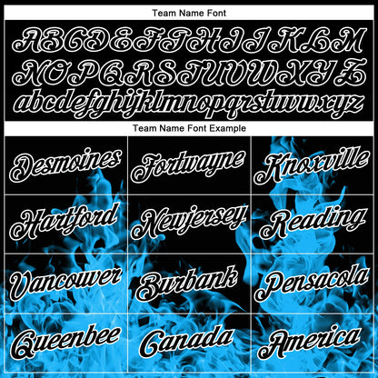 Custom Stitched Black Blue-White 3D Pattern Design Flame Sports Pullover Sweatshirt Hoodie