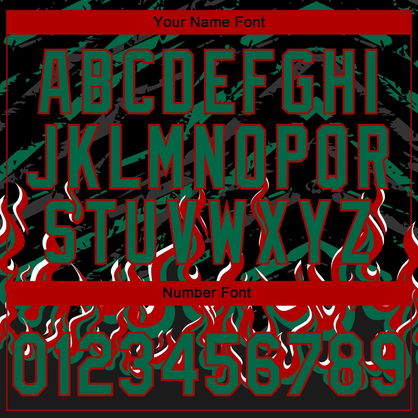 Custom Stitched Black Kelly Green Red-White 3D Pattern Design Flame Sports Pullover Sweatshirt Hoodie