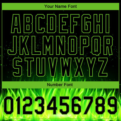 Custom Stitched Black Neon Green 3D Pattern Design Flame Sports Pullover Sweatshirt Hoodie