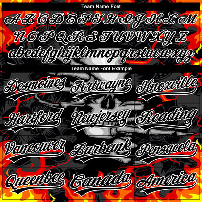 Custom Stitched Black Red Yellow-White 3D Pattern Design Flame Skull Sports Pullover Sweatshirt Hoodie