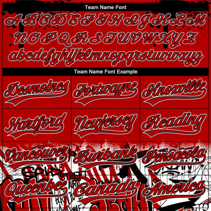 Custom Stitched Red Black-White 3D Graffiti Splash Street Art Sports Pullover Sweatshirt Hoodie
