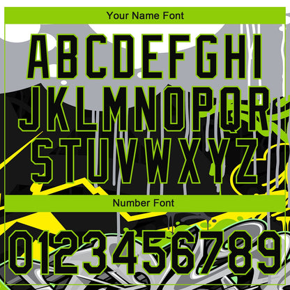 Custom Stitched Black Gray Neon Green Yellow-White 3D Graffiti Splash Street Art Sports Pullover Sweatshirt Hoodie