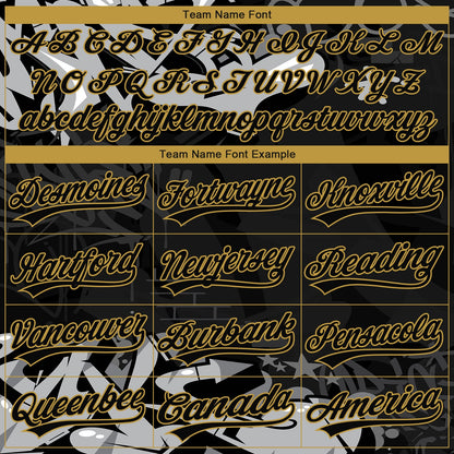 Custom Stitched Black Gray Old Gold-White 3D Graffiti Splash Street Art Sports Pullover Sweatshirt Hoodie