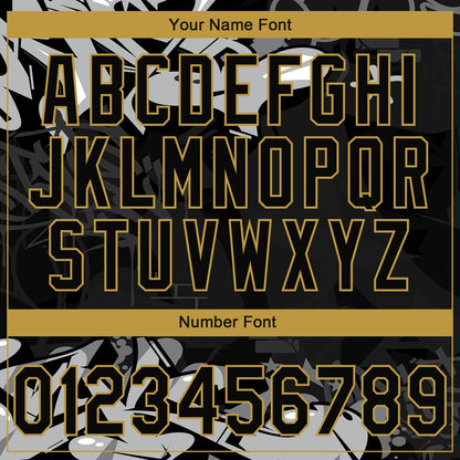 Custom Stitched Black Gray Old Gold-White 3D Graffiti Splash Street Art Sports Pullover Sweatshirt Hoodie