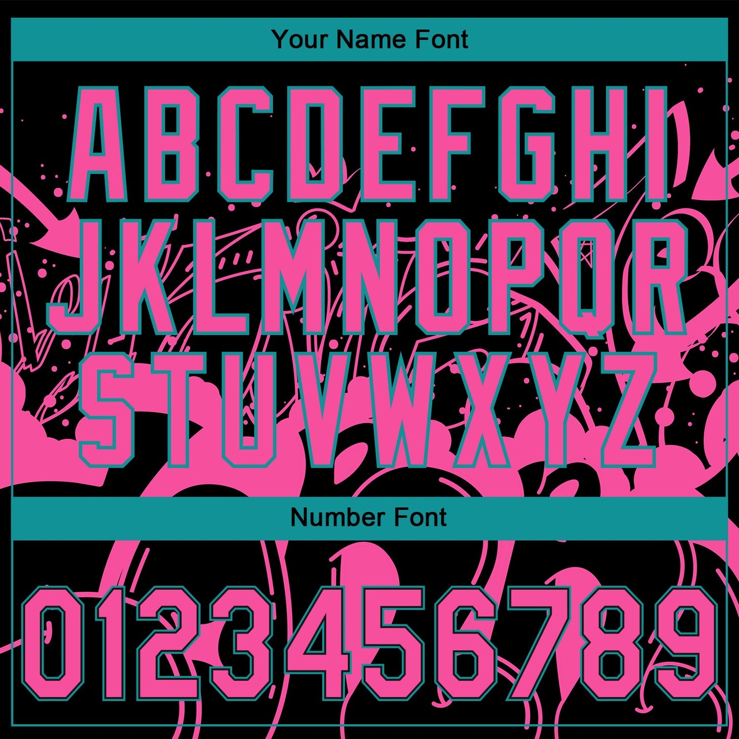Custom Stitched Black Pink-Teal 3D Graffiti Splash Street Art Sports Pullover Sweatshirt Hoodie