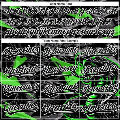 Custom Stitched Black Gray Green-White 3D Pattern Design Animal Snake Sports Pullover Sweatshirt Hoodie