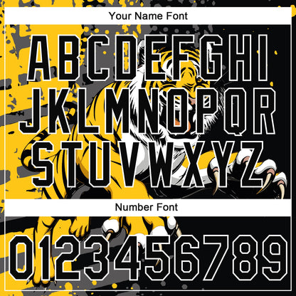 Custom Stitched Black Yellow Gray-White 3D Pattern Design Animal Tiger Sports Pullover Sweatshirt Hoodie