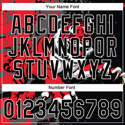 Custom Stitched Black Red Gray-White 3D Pattern Design Animal Tiger Sports Pullover Sweatshirt Hoodie