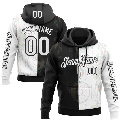 Custom White Black 3D Pattern Design Dreamcatcher Tribal Sportswear Pullover Sweatshirt Hoodie