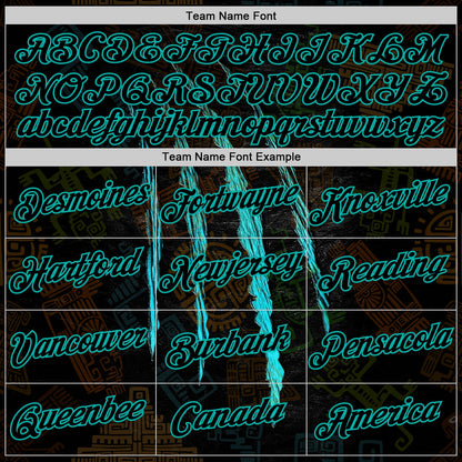 Custom Black Aqua 3D Pattern Design Scratch Tribal Sportswear Pullover Sweatshirt Hoodie
