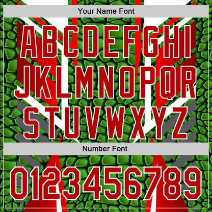 Custom Stitched Green Red-White 3D Pattern Design Crocodile Skin Print Sportswear Pullover Sweatshirt Hoodie