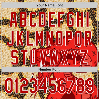 Custom Stitched Old Gold Red Black-White 3D Pattern Design Snake Skin Print Sportswear Pullover Sweatshirt Hoodie