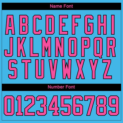 Custom Sky Blue Pink Black-White 3D Splash Hockey Lace Neck Jersey