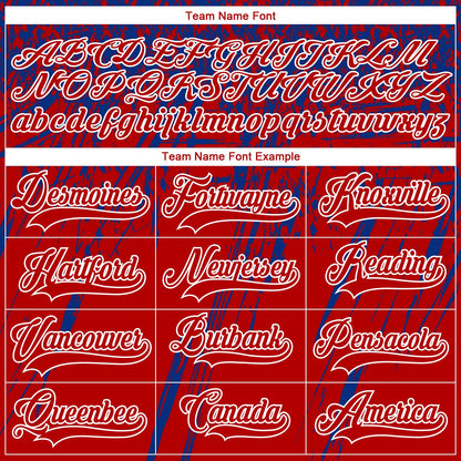 Custom Red Royal-White 3D Splash Hockey Lace Neck Jersey
