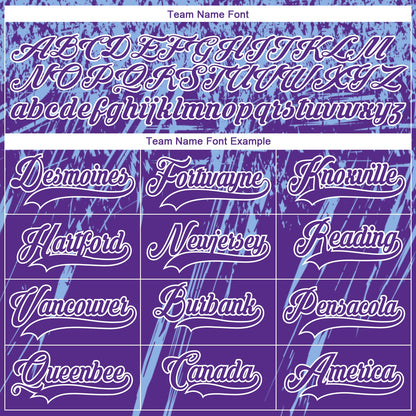 Custom Purple Light Blue-White 3D Splash Hockey Lace Neck Jersey