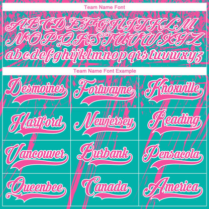 Custom Aqua Pink-White 3D Splash Hockey Lace Neck Jersey