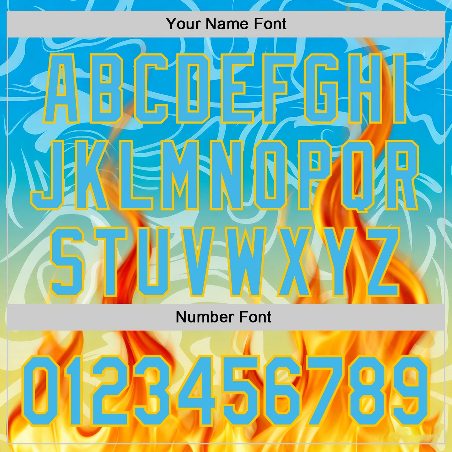 Custom Blue Sky Blue-Yellow 3D Abstract Flame Sports Pullover Sweatshirt Hoodie