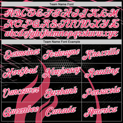 Custom Black Neon Pink-White 3D Abstract Flame Sports Pullover Sweatshirt Hoodie