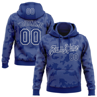 Custom Stitched Royal White Curve Lines Sports Pullover Sweatshirt Hoodie