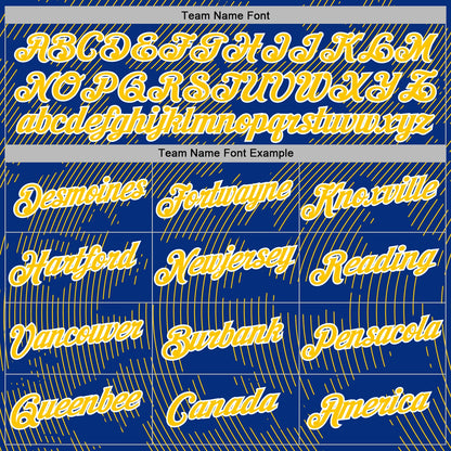 Custom Stitched Royal Yellow-White Curve Lines Sports Pullover Sweatshirt Hoodie