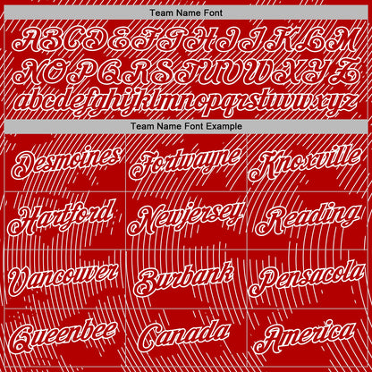 Custom Stitched Red White Curve Lines Sports Pullover Sweatshirt Hoodie