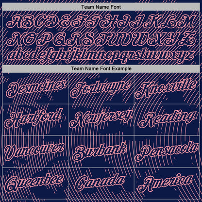 Custom Stitched Navy Medium Pink Curve Lines Sports Pullover Sweatshirt Hoodie