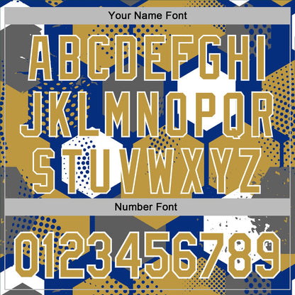 Custom Stitched Royal Old Gold-White Geometric Shape Pattern Sports Pullover Sweatshirt Hoodie