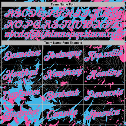 Custom Stitched Black Pink-Sky Blue Splash Sports Pullover Sweatshirt Hoodie