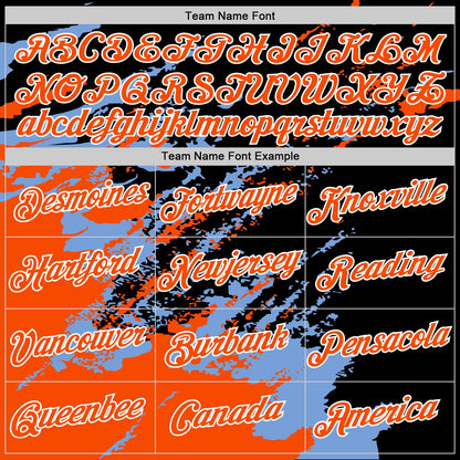 Custom Stitched Black Orange Powder Blue-White 3D Pattern Design Abstract Fragment Art Splash Sports Pullover Sweatshirt Hoodie
