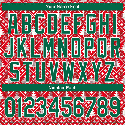 Custom Stitched Red Kelly Green-White 3D Christmas Trees Sports Pullover Sweatshirt Hoodie