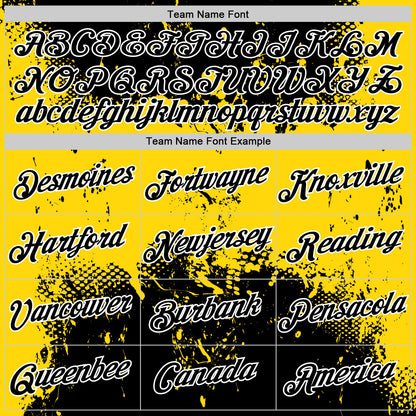 Custom Stitched Black Yellow-White 3D Pattern Design Abstract Splatter Grunge Art Sports Pullover Sweatshirt Hoodie