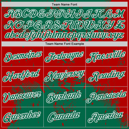 Custom Stitched Kelly Green Red-White 3D Pattern Design Abstract Splatter Grunge Art Sports Pullover Sweatshirt Hoodie