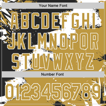 Custom Stitched Black Old Gold-White 3D Pattern Design Splash Torn Paper Style Sports Pullover Sweatshirt Hoodie