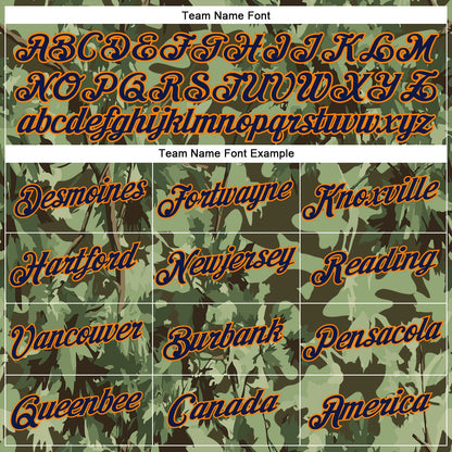 Custom Stitched Green Navy-Bay Orange 3D Pattern Design Tree Camo Hunting Sports Pullover Sweatshirt Hoodie