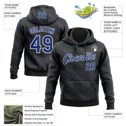 Custom Stitched Black Royal-White Slant Lines Sports Pullover Sweatshirt Hoodie