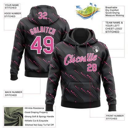 Custom Stitched Black Pink-White Slant Lines Sports Pullover Sweatshirt Hoodie