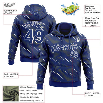 Custom Stitched Royal White Slant Lines Sports Pullover Sweatshirt Hoodie