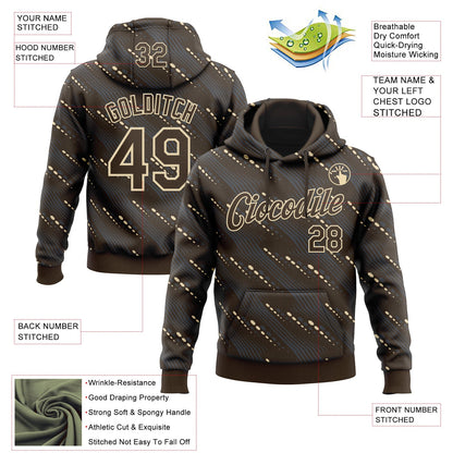 Custom Stitched Brown Cream Slant Lines Sports Pullover Sweatshirt Hoodie