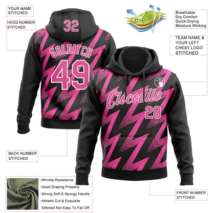 Custom Stitched Black Pink-White Zigzag Shape Sports Pullover Sweatshirt Hoodie