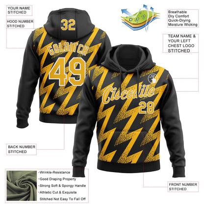 Custom Stitched Black Gold-White Zigzag Shape Sports Pullover Sweatshirt Hoodie